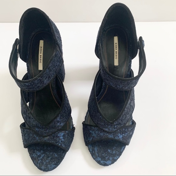 Zara Jacquard Textured Block Heel Sandal - 38 EU 7.5 US - Picture 2 of 8